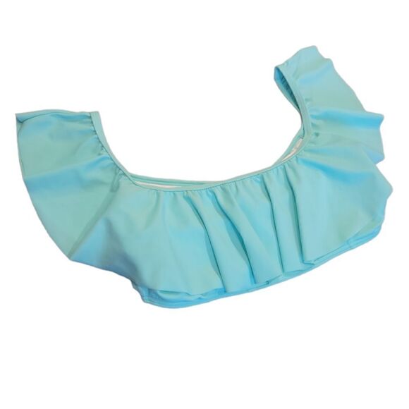 NWOT Victoria's Secret Crop Cropped Flounce Swim Bikini Top Turquoise S - Picture 3 of 9